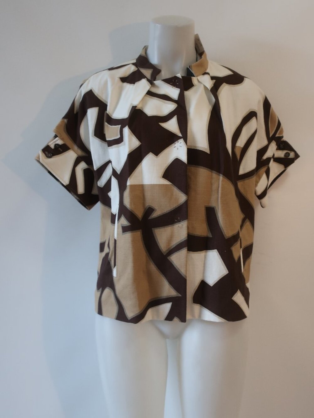 NWT Womens Piazza Sempione Brown Ivory (Item-23) Abstract Blazer Jacket 44 US/8